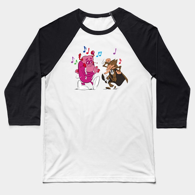 Franken Berry & Count Chocula dancing Baseball T-Shirt by FanartFromDenisGoulet